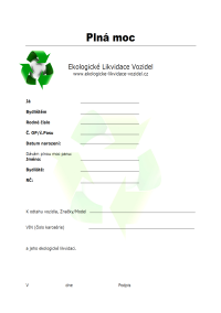 Plná moc pro předání vozidla k ekologické likvidaci